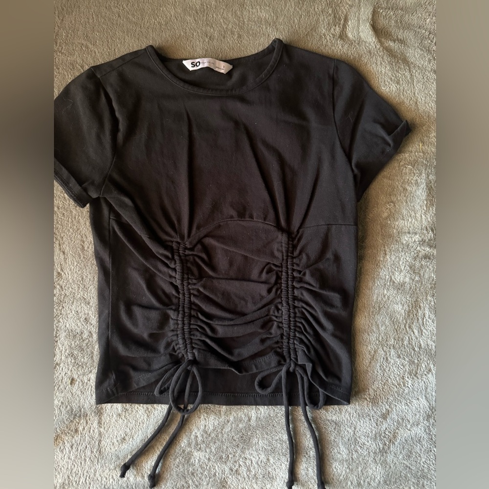 Black crop top with string ties
